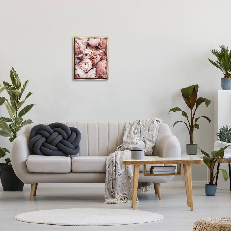 Stupell Pink Muted Peonies Framed Floater Canvas Wall Art Design by Incado