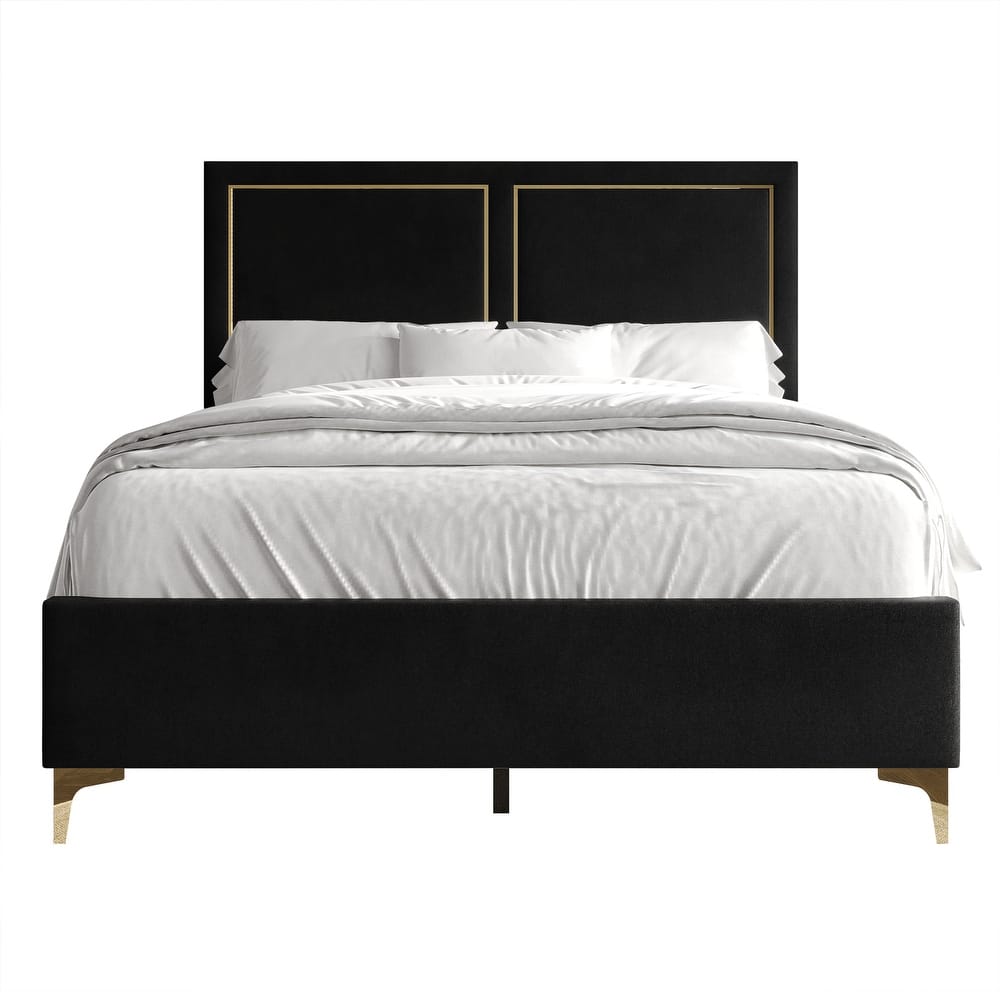 CraftPorch Minimalist Upholstered Velvet Bed