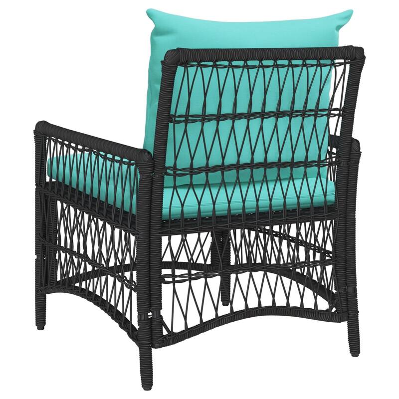 vidaXL Garden Chair with Cushions Black 60x70x78 cm Poly Rattan - 24 x 28.7 x 30.3