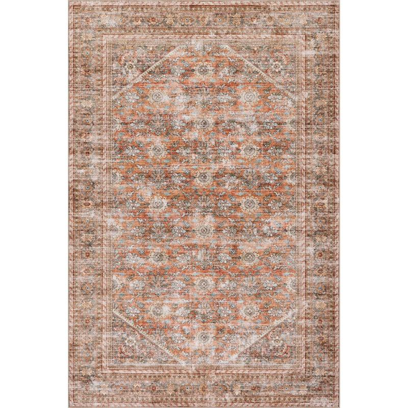 Nuloom Sivanya Floral Washable Area Rug - 8' x 10' - Rust - Rectangle