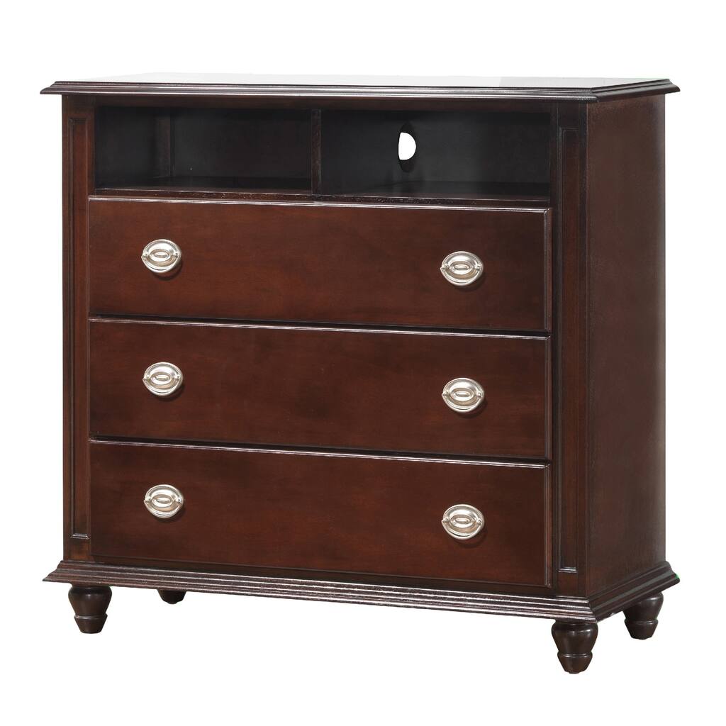 3-Drawer Wooden TV Media Chest - 44" - Brown