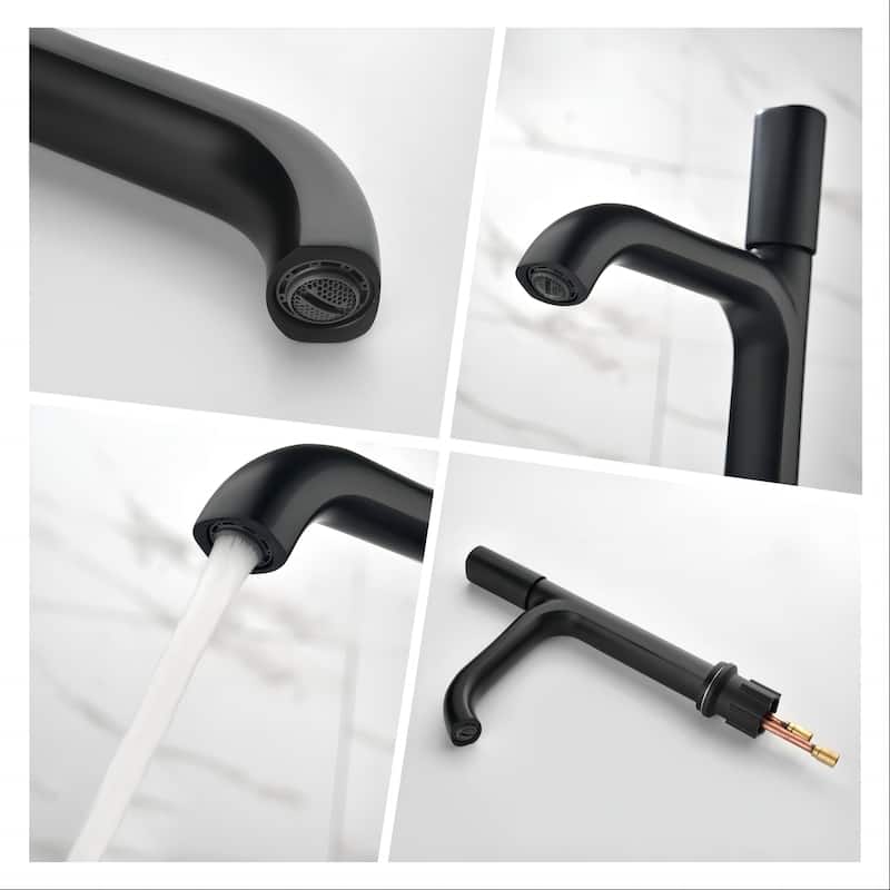 11''H Bathroom Sink Faucet Single with Single Handle in Black/Gold
