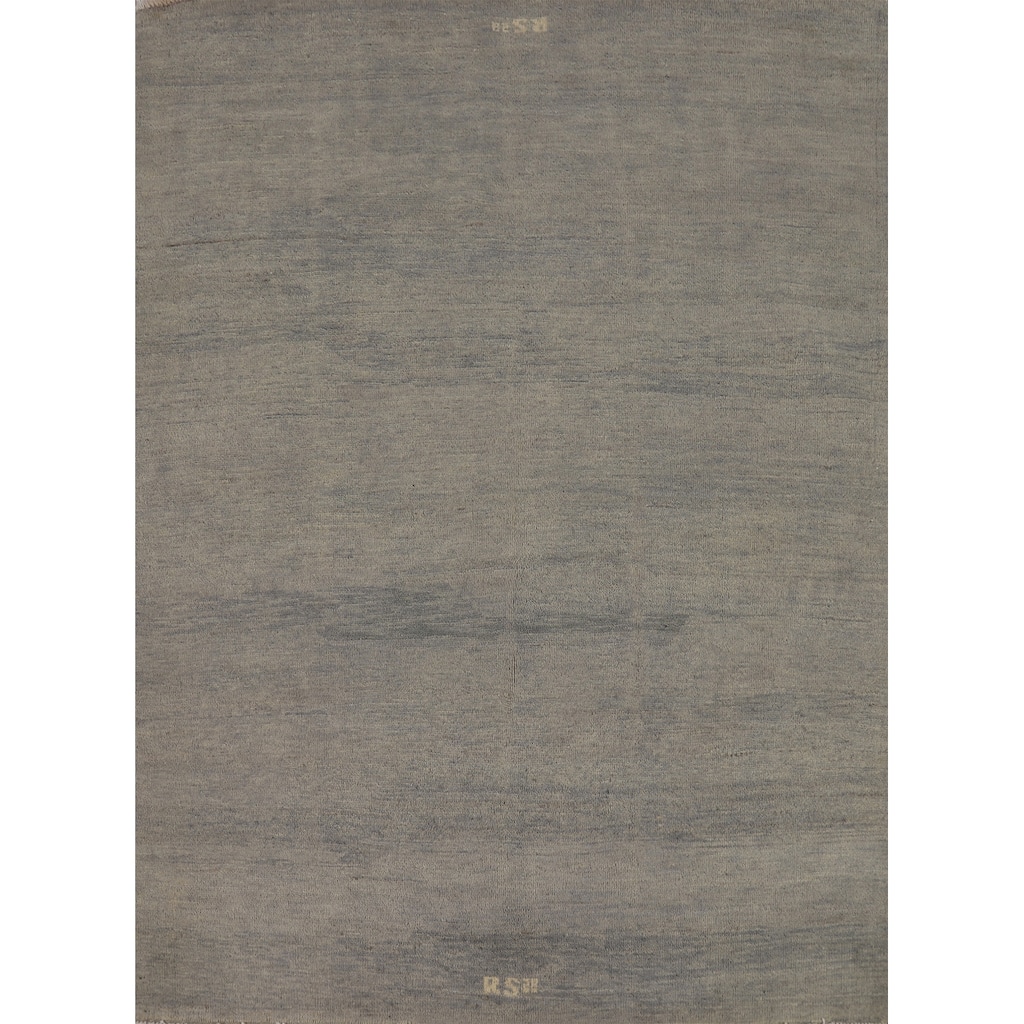 Stripe Gray Modern Gabbeh Oriental Rug Hand-Knotted Wool Carpet - 4'11" x 6'6"
