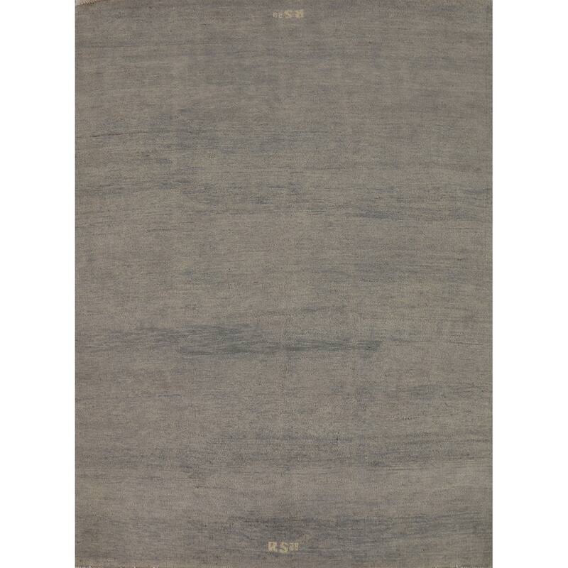 Stripe Gray Modern Gabbeh Oriental Rug Hand-Knotted Wool Carpet - 4'11" x 6'6"