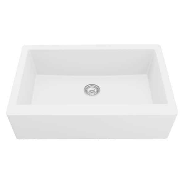 slide 2 of 59, Karran Farmhouse/ Apron-front Quartz Single Bowl Kitchen Sink White