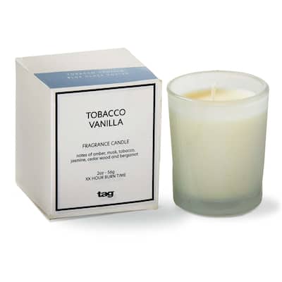 Tobacco Vanilla Scented Votive Candle - Light Blue, 2oz, 7hr Burn Time, Everyday Use, 2.5" H x 2" L x 2" W