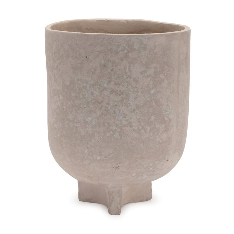 Rustic Footed Paper Chalk Vase - 7" - Beige