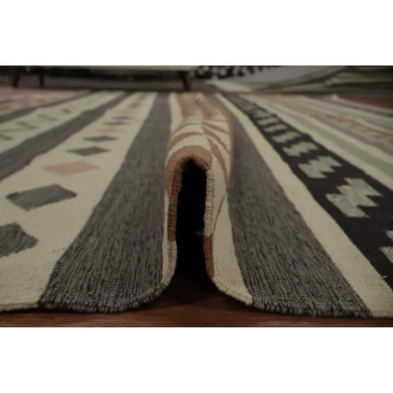 Hand Woven Oriental 100% Wool Carpet Southwestern Tribal Multi-Colored Kilim Area Rug - 12' 0'' X 8' 9''