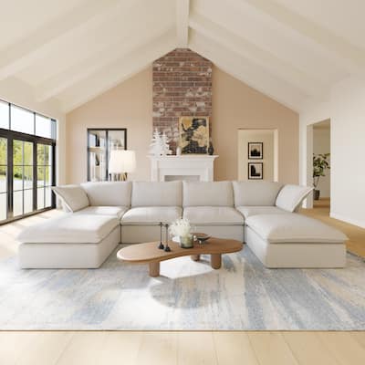 U-Shaped Velvet Sectional Sofa Modern Cushion Back Couch Sofa for Livingroom