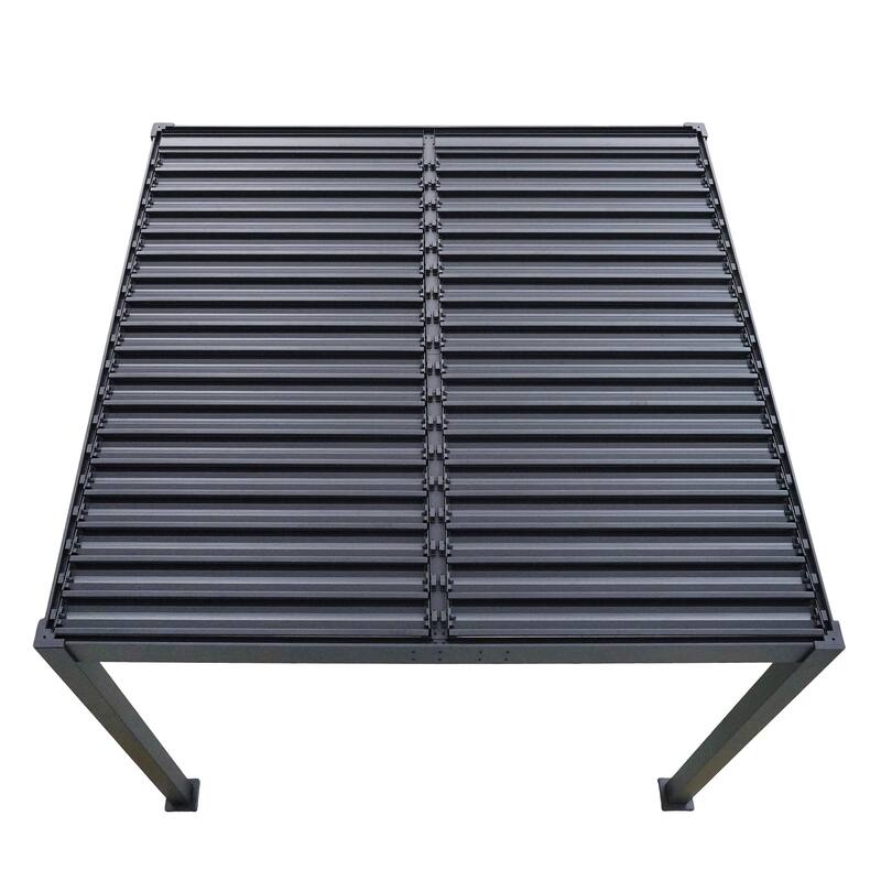 Scott Living Modern Outdoor Aluminum Pergola with Adjustable Louver Roof in Black