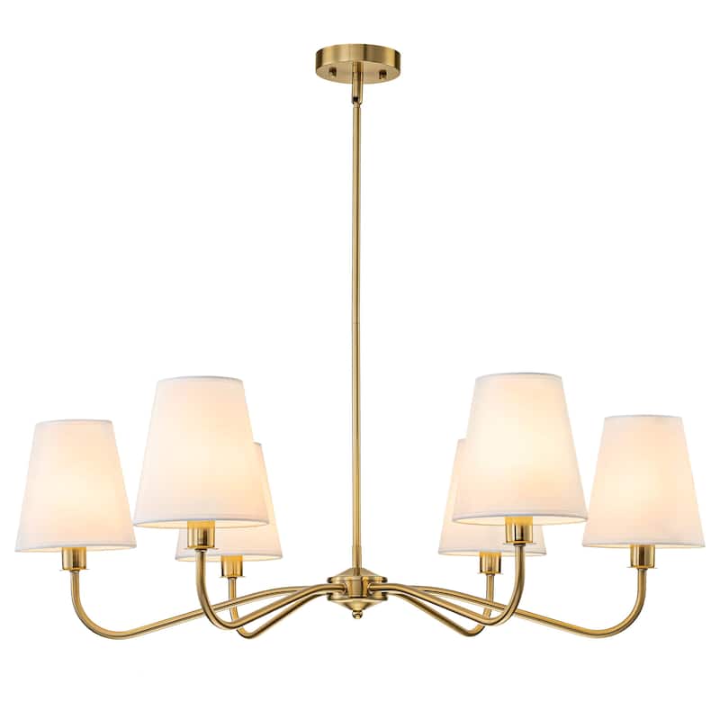 Starsky 6-Light Modern Classic Chandelier with White Linen Shades
