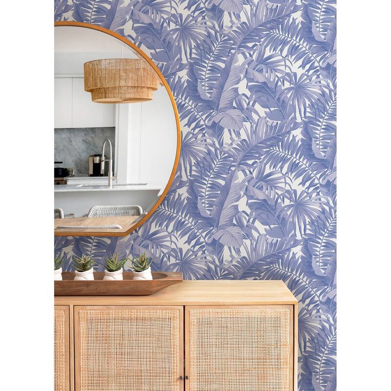 NuWallpaper Periwinkle Maui Leaf Peel & Stick Wallpaper - 216in x 20.5in x 0.025in