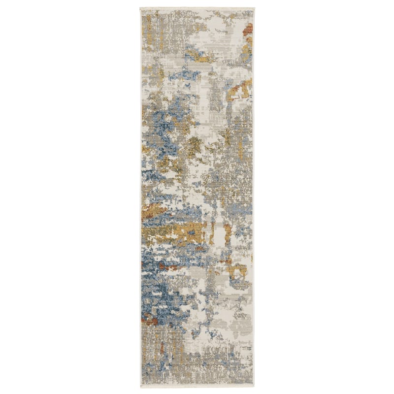 Style Haven Boulevard Power-Loom Recycled P.E.T. Abstract Beige/ Multi Rug- - 2' 3" x 7' 6" - Runner