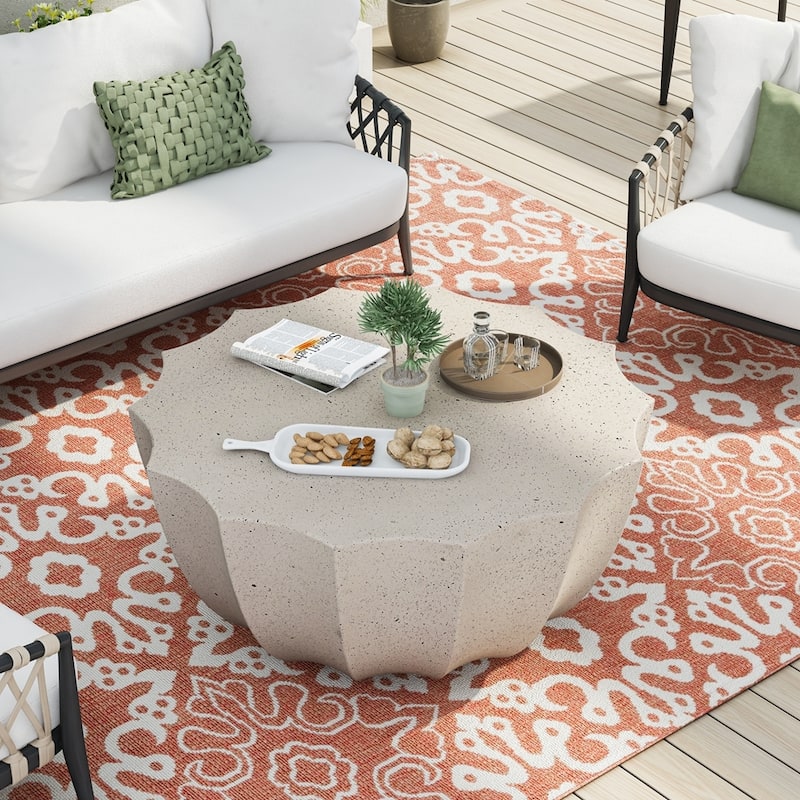 Outdoor and Indoor Waterproof Coffee Table - White - 35.43"