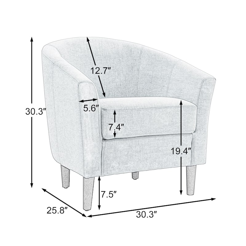 2 Set Modern Accent Chair Upholstered Barrel Chair