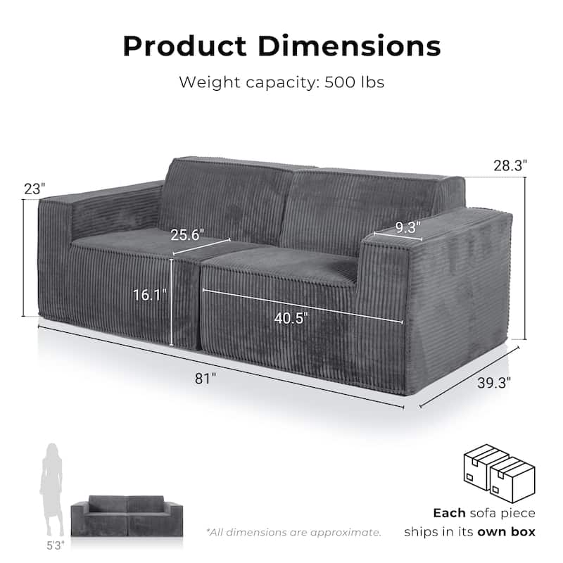 Furniture of America Navir Modern 5-Piece Chenille Foam Modular Sofa and Loveseat Set