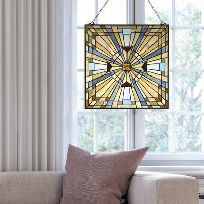 The Curated Nomad 17.5-inch Pharaoh's Jewel Stained Glass Panel - 17.5"w x 17.5"h