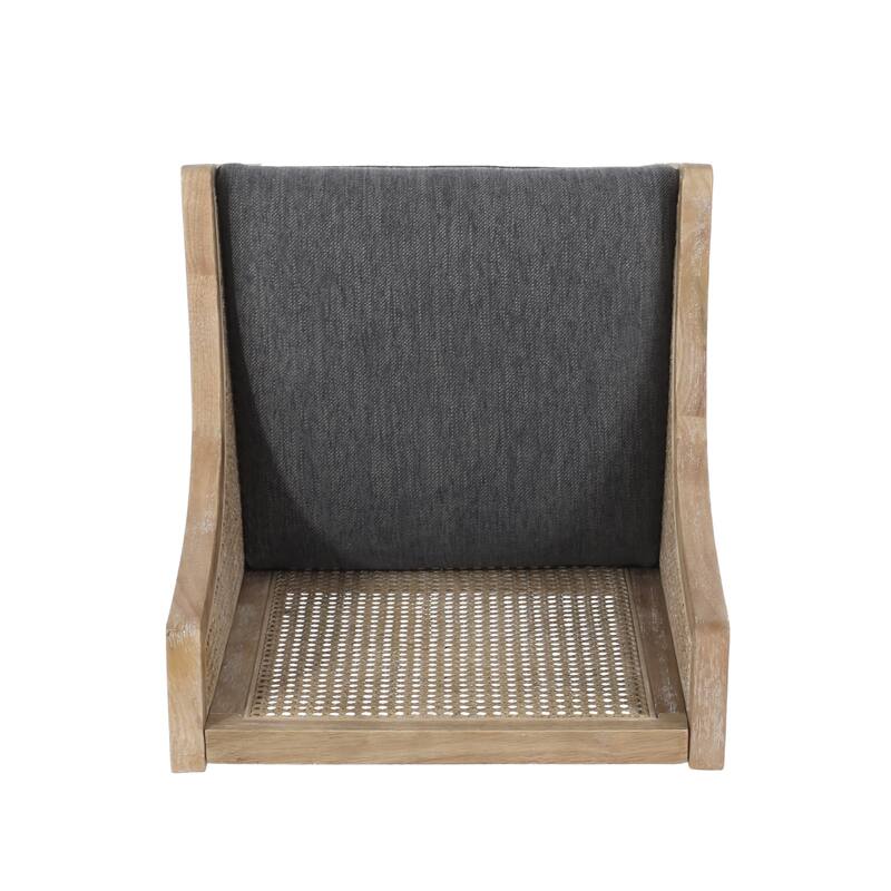 French Country Breck Upholstered Barstools with Cane Backrest (Set of 2) - 30-inch Seat Height by Christopher Knight Home.