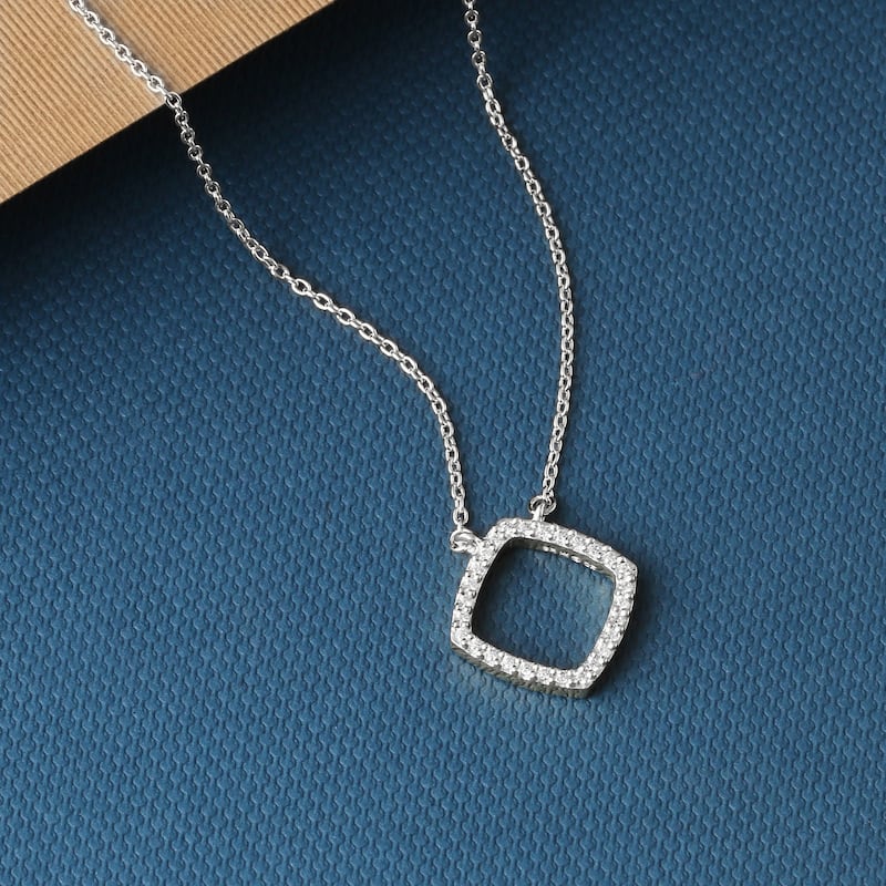 1/10ct Diamond Geometric Pendant Necklace in Silver for Women - Kite - White