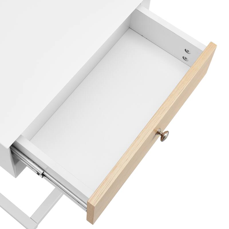 Daeg Smart Side Table in Matte White with Natural Oak Veneer Drawer