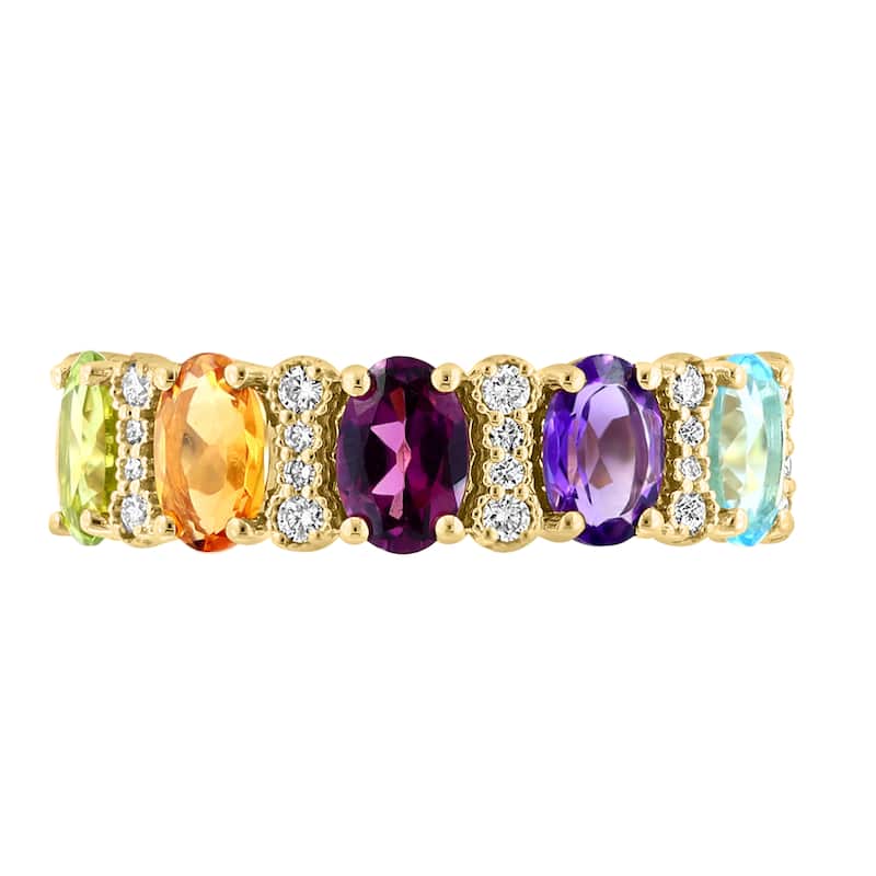 EFFY 14K Gold Diamond,Amethyst,Blue Topaz,Citrine,Rhodolite,Peridot Ring