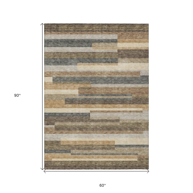 HomeRoots Striped Transitional Rectangle Outdoor Rug