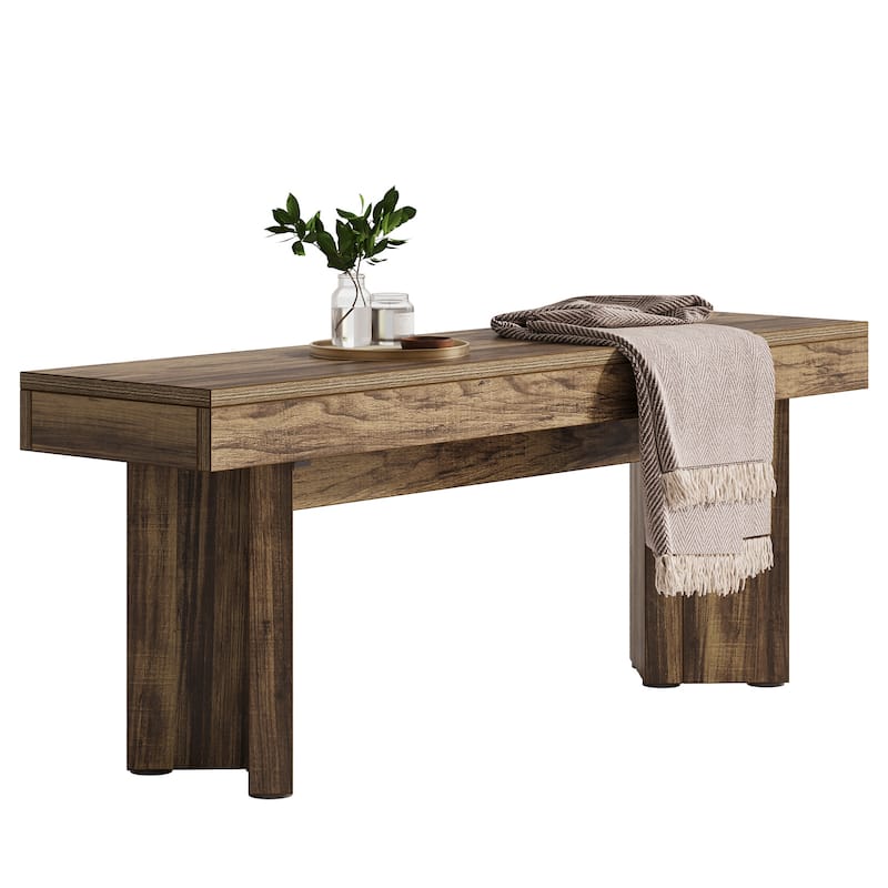 47" Wooden Entryway Bench, Indoor End of Bed Bench, Long Table Benches Seat for Bedroom, Hallway, Foyer, End of Bed