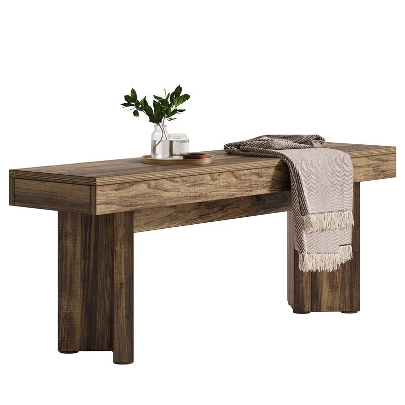 Wood Entryway Bench, Long Indoor End of Bed Bench, Bedroom Hallway Foyer Accent Seat Bench