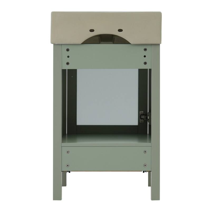 20'' Bathroom Vanity with Ceramic Sink Top, Modern Bathroom Storage Cabinet with 1 Drawer and 1 Soft Close Door