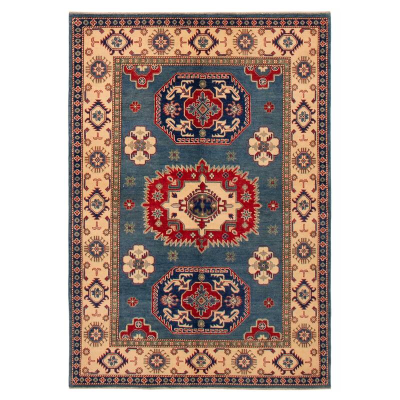 ECARPETGALLERY Hand-knotted Finest Ghazni Blue Wool Rug - 5'6 x 7'10 - Blue - 5'6 x 7'10