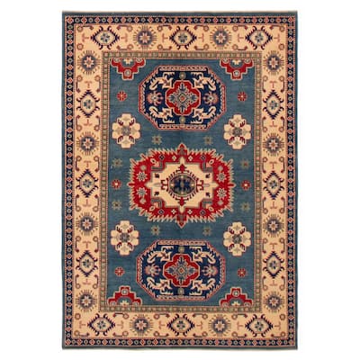ECARPETGALLERY Hand-knotted Finest Ghazni Blue Wool Rug - 5'6 x 7'10