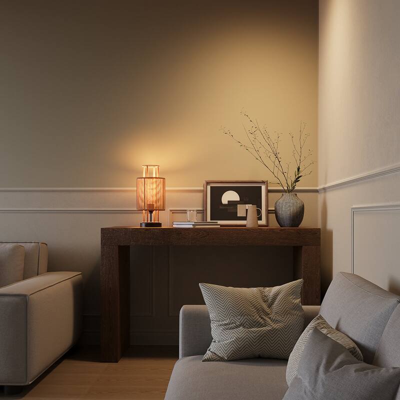 Acroma Modern Table Lamp with Rattan Shade