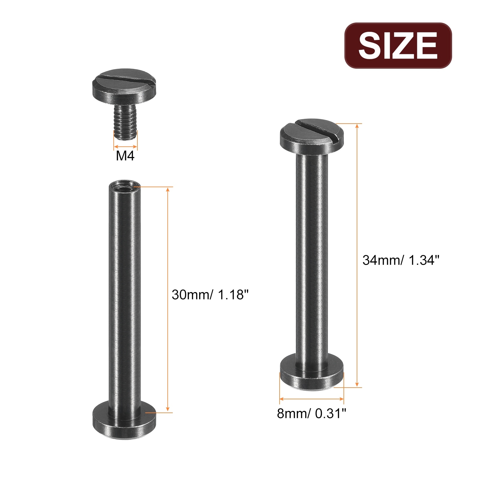 Brass Chicago Screws, Flat Head Screw Back Binding Post Nail Stud Rivets for Leather Craft Belt Strap