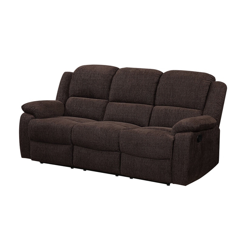 HomeRoots 79" Brown Chenille Reclining Sofa With Black Legs - 79