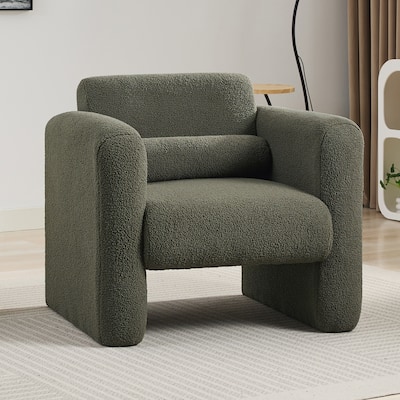 Seaweed Green 30.7" Sherpa Fabric Accent Chair