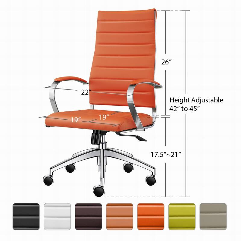 LUXMOD® Office Chair Faux Leather Silver Frame Adjustable and Swivel