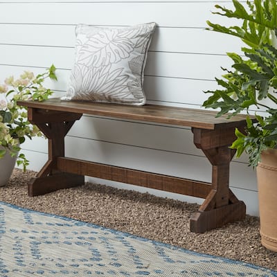 Backyard Discovery 46" Meranti Wood Farmhouse Bench, Entryway, Garden - 3'10" x 1'1"