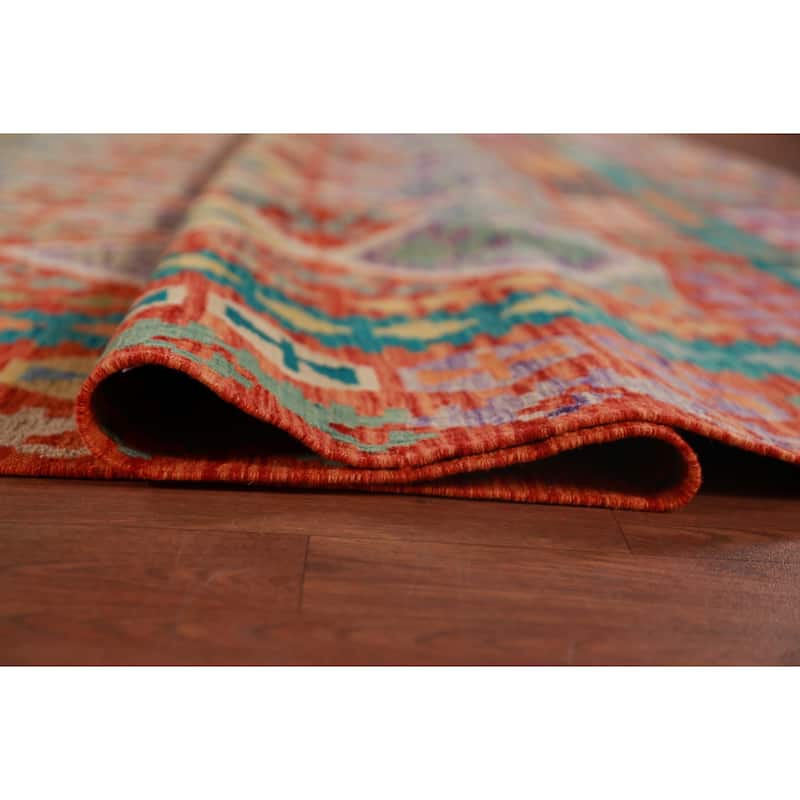 All-Over Trellis Kilim Oriental Large Rug Flatweave Wool Carpet - 10'1"x 16'8"