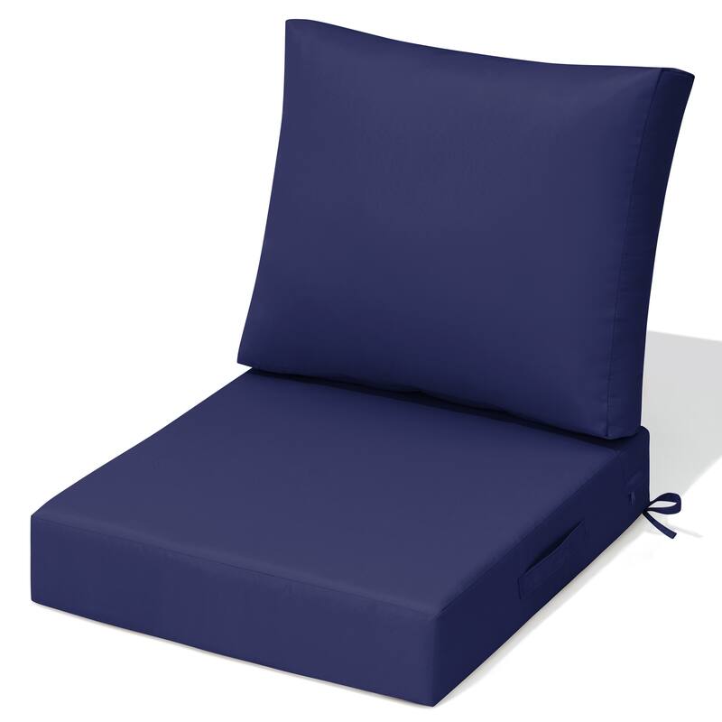 Outdoor Deep Seat Cushion Set Patio Furniture Cushions with Removable Cover for Chair Sofa Couch - 1-Set - Navy Blue, 1-Set