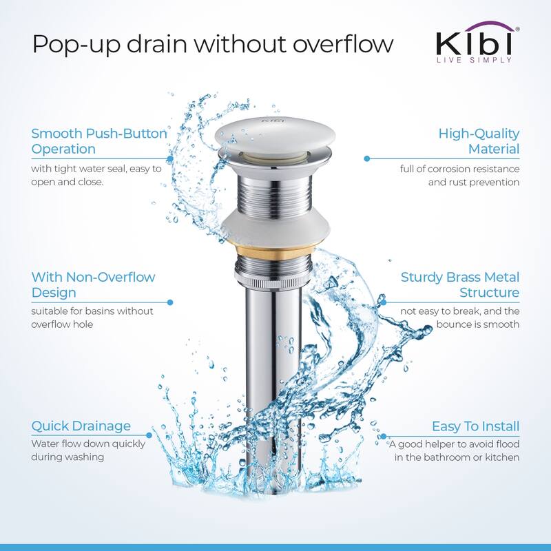 Pop Up Drain Stopper for Bathroom without Overflow