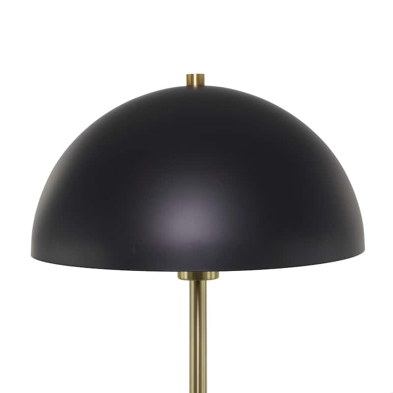 Metal Umbrella Style Floor Lamp with Black Marble Base - Black - Roche River Decor
