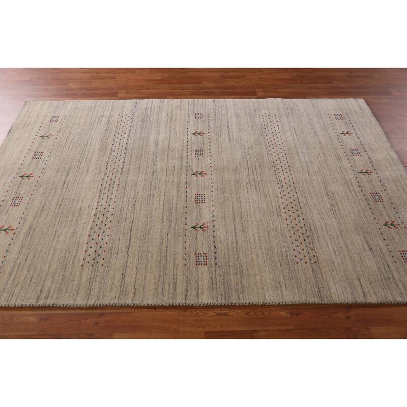 Hand Knotted Oriental 100% Wool Carpet Tribal Tribal Beige & Ivories Gabbeh Area Rug - 7' 9'' X 5' 0''