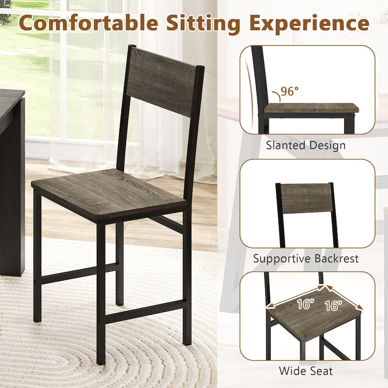 Gymax Set of 4 Dining Chairs w/Metal Legs Slanted Back Wide Seat for