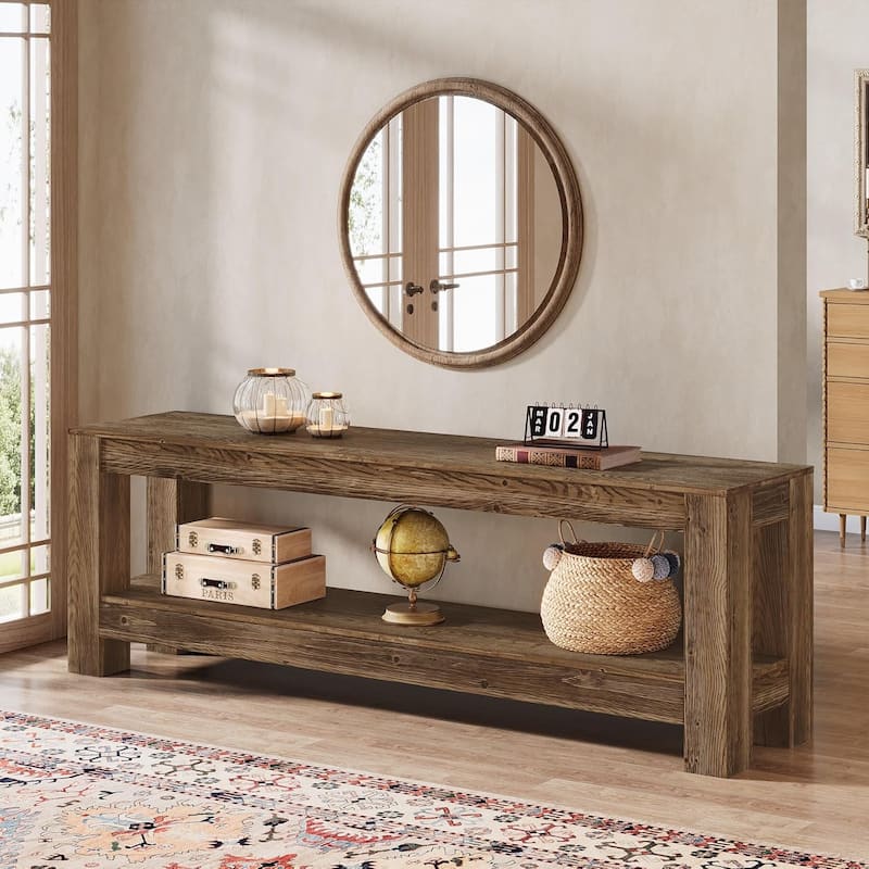 70.9-Inch Solid Wood TV Stand for 65/70/80/85-Inch TVs, Entertainment Center with Storage Shelves for Living Room, Bedroom