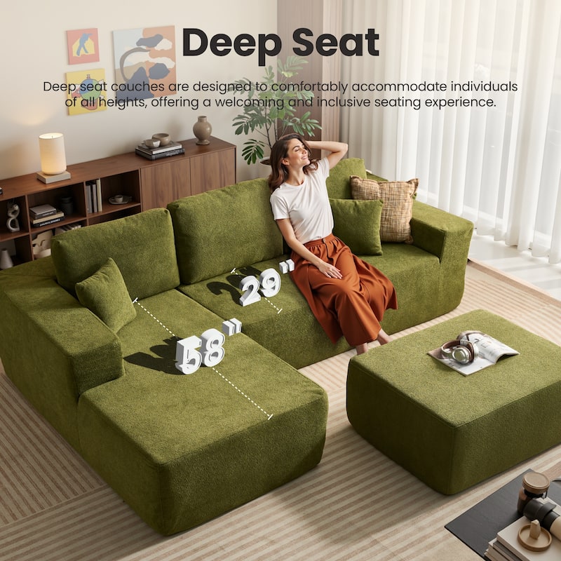 ​​OVIOS Lazy Chaise Lounge Sofa with Ottoman​