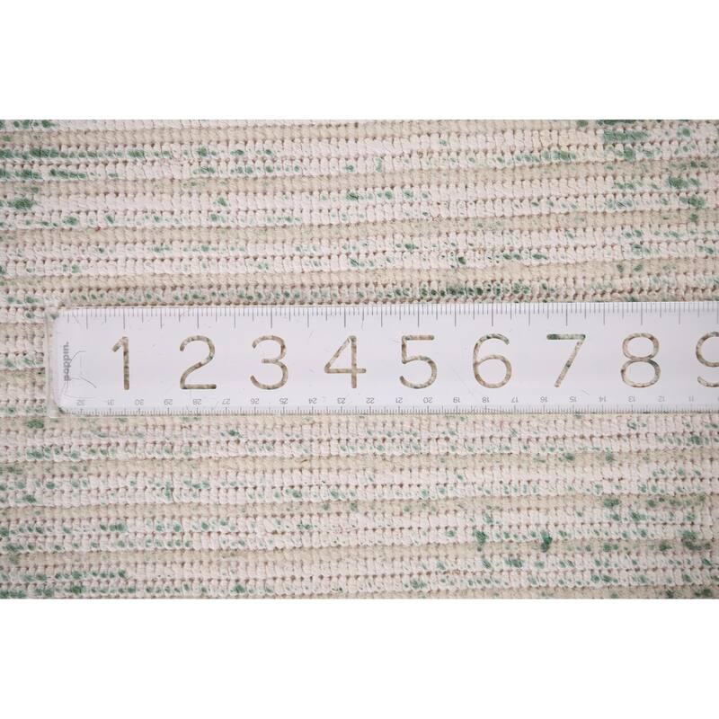 Ivory & Green Abstract Oriental Modern Accent Rug Handmade Wool Carpet - 2'9" x 4'10"