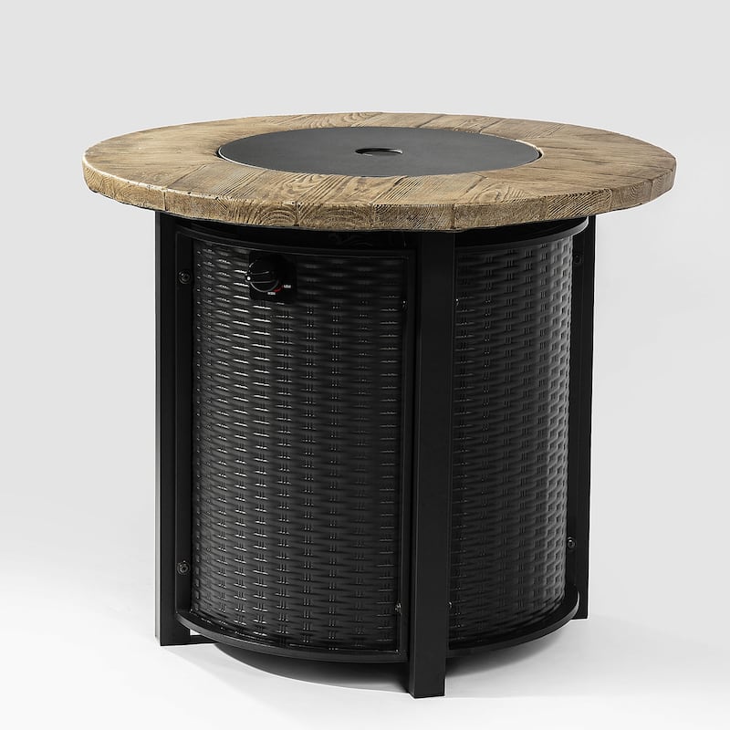 30 in. W x 30 in. D x 24.4 in. H Round Propane Gas Burning Outdoor Fire Pit in Black