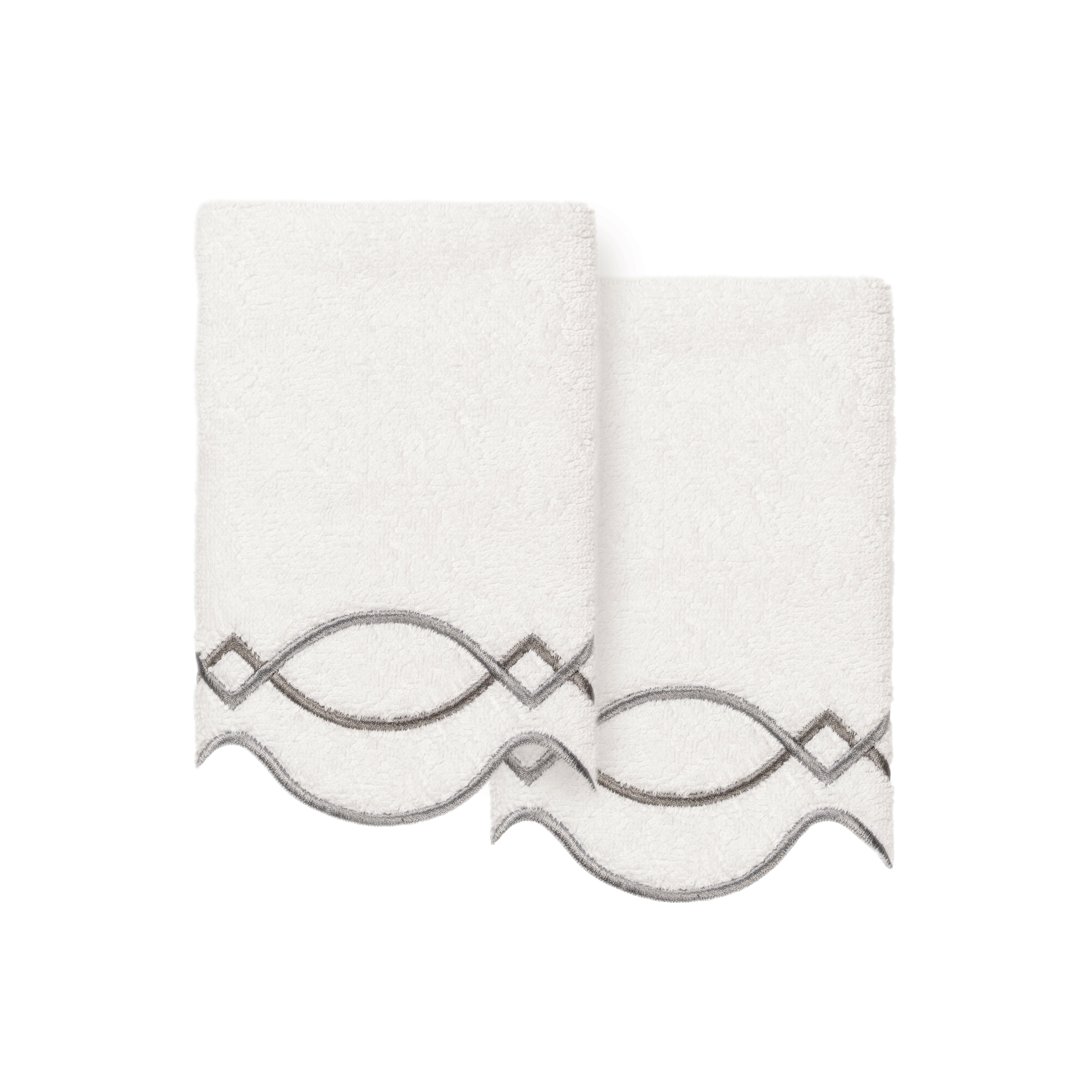 Authentic Hotel and Spa 100% Turkish Cotton DIAMOND CHAIN Scallop Embellished Towel Collection