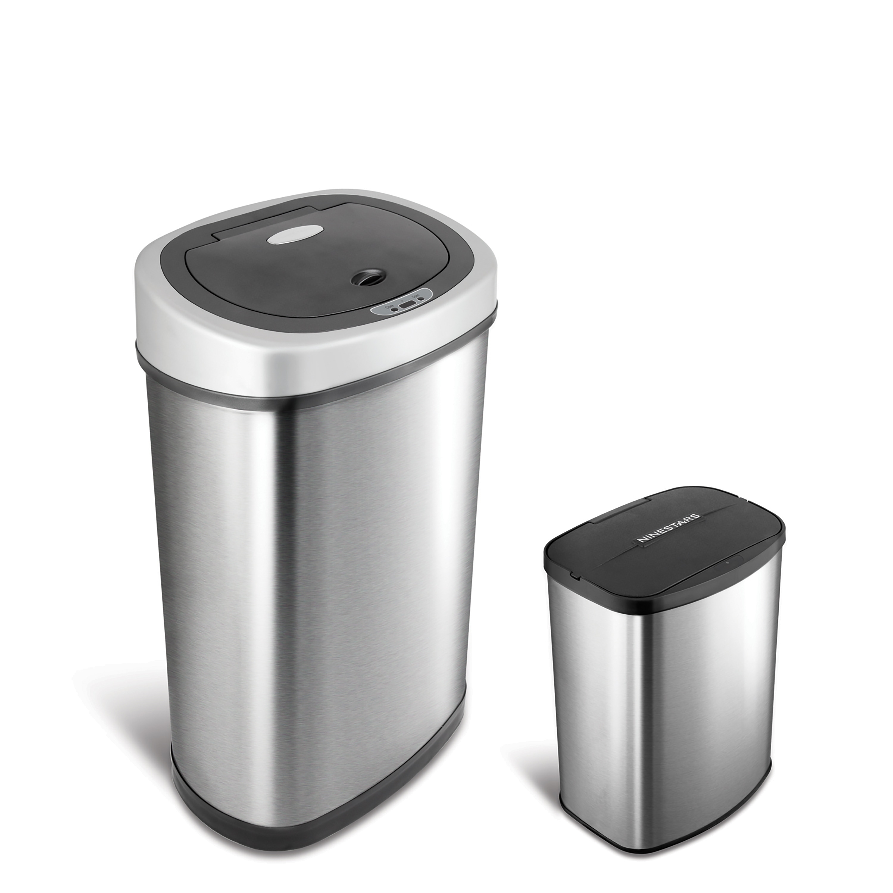 NINESTARS Motion Sensor Stainless Steel 2-in-1 Combo Bathroom/ Kitchen Trash Can Set CB-50-9/8-1
