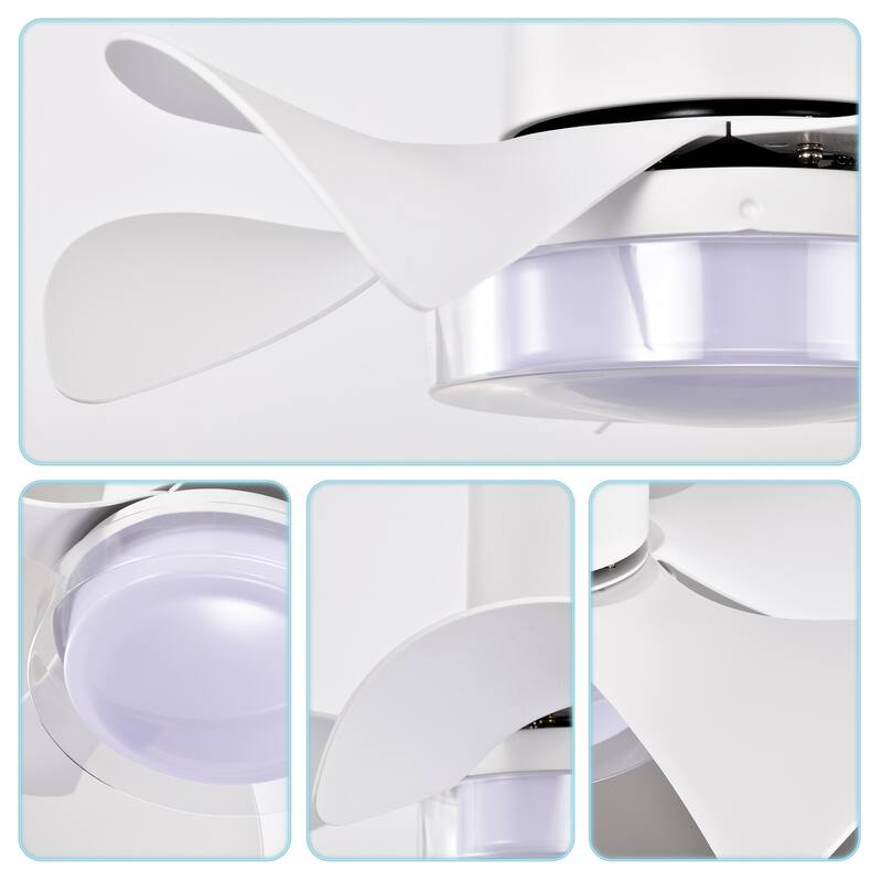 Flush Mount Ceiling Fan with 3 Color Temperatures Light & 6-Speed Remote Control DC Motor, Timer Function